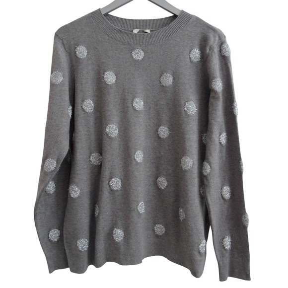 Talbots Sweaters - Talbots‎ Sweater Women's XL Gray Metallic Tinsel Dots